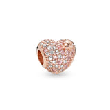 PAN HQD Rose Sparkling Pink Peach Blossom Love Heart Beads Fit Women Bracelets