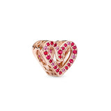 PAN Rose Heart Beads Charms - Family Tree Fortune Bag Mother's Gift