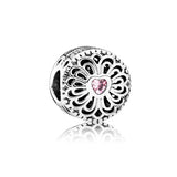 S925 Sterling Silver Heart-Shaped Peach Blossom Charm Red Lips Beads