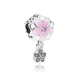 S925 Sterling Silver Heart-Shaped Peach Blossom Charm Red Lips Beads