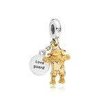 PAN Scarecrow Charm Sterling Silver Beads Love Key Lock Hollow Love Star