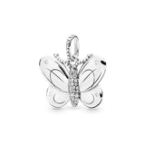 925 Silver Love Beads Butterfly Flowers Charm For Bracelet Mother's Gift