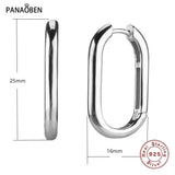 PANAOBEN Big Oval Hoop Earrings 925 Sterling Silver Circle Jewelry