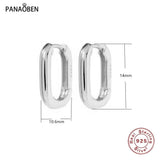 PANAOBEN Big Oval Hoop Earrings 925 Sterling Silver Circle Jewelry
