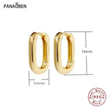 PANAOBEN Big Oval Hoop Earrings 925 Sterling Silver Circle Jewelry