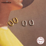 PANAOBEN Big Oval Hoop Earrings 925 Sterling Silver Circle Jewelry