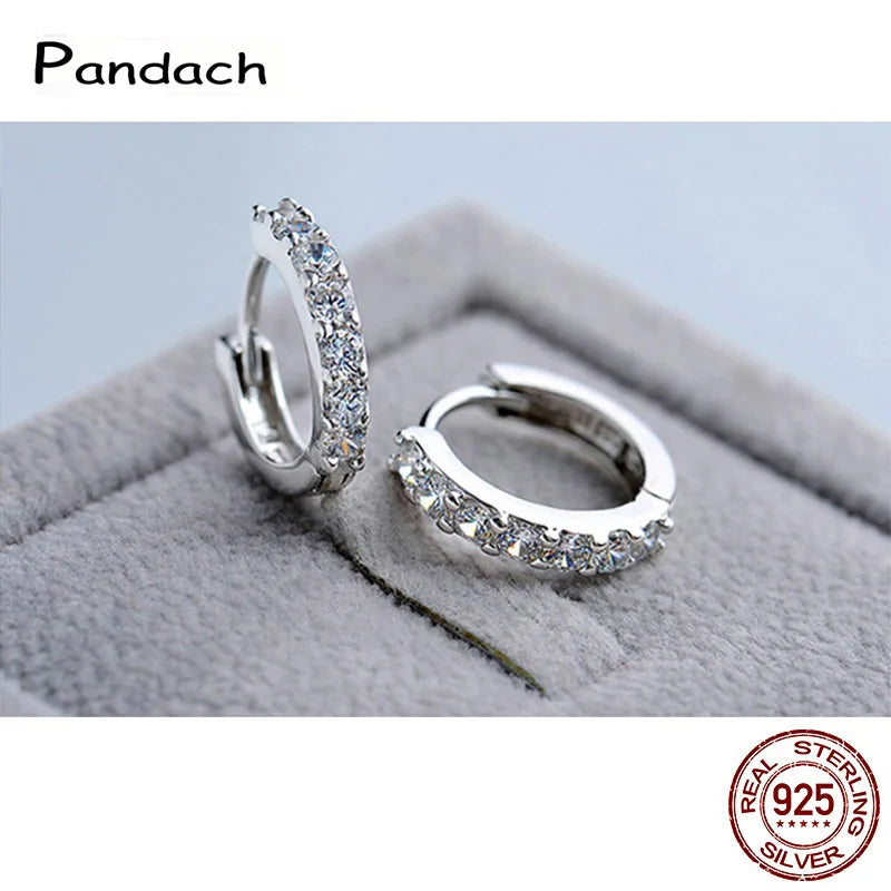 925 Silver Crystal Circle Earring Women Jewelry Gift