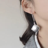 Sparkling Square Silver Earrings for Women Wedding Jewelry