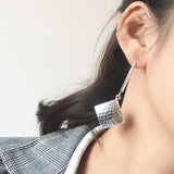 Sparkling Square Silver Earrings for Women Wedding Jewelry