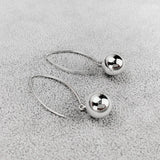 Silver Long Drop Earrings for Women Small Ball Fine Jewelry