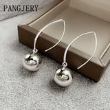 Silver Long Drop Earrings for Women Small Ball Fine Jewelry