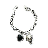 Silver Lucky Cat Bracelet for Women Vintage Birthday Party Jewelry Gift