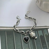 Silver Lucky Cat Bracelet for Women Vintage Birthday Party Jewelry Gift