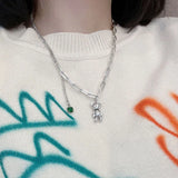 Silver Necklace Little Bear for Women Funny Personality Creative Birthday Jewelr