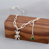 Silver Necklace Little Bear for Women Funny Personality Creative Birthday Jewelr