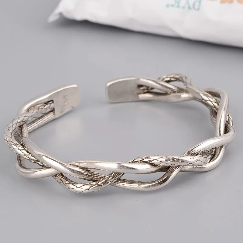 Vintage Silver Twist Bracelet for Women