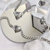 Pink Crystal Heart Bracelet for Women, Geometric Party Jewelry
