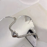 Pink Crystal Heart Bracelet for Women, Geometric Party Jewelry