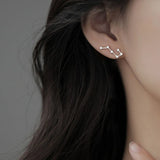 925 Stamp Silver Big Dipp Earrings Zircon Irregular Jewelry Gift
