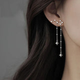 925 Stamp Silver Big Dipp Earrings Zircon Irregular Jewelry Gift