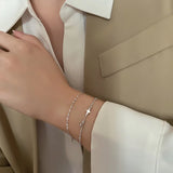 925 Silver Double Chain Moon Star Bracelet for Women Girl