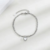 925 Silver Love Shell Heart Bracelet Crystal 2 Layers Gift
