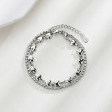 925 Silver Love Shell Heart Bracelet Crystal 2 Layers Gift