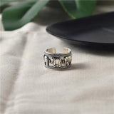 925 Sterling Silver Elephant Ring for Women Girl Adjustable Jewelry