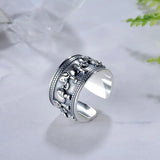 925 Sterling Silver Elephant Ring for Women Girl Adjustable Jewelry