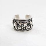 925 Sterling Silver Elephant Ring for Women Girl Adjustable Jewelry