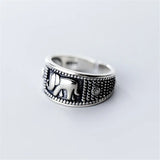 925 Sterling Silver Elephant Ring for Women Girl Adjustable Jewelry