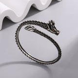 925 Silver Ruby Dragon Bracelet Vintage Adjustable Jewelry