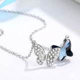 925 Silver Butterfly Crystal Kpop Necklace Zircon Jewelry
