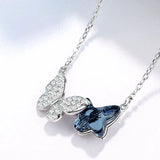 925 Silver Butterfly Crystal Kpop Necklace Zircon Jewelry
