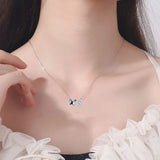 925 Silver Butterfly Crystal Kpop Necklace Zircon Jewelry