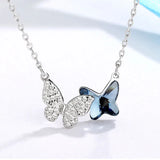 925 Silver Butterfly Crystal Kpop Necklace Zircon Jewelry