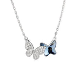 925 Silver Butterfly Crystal Kpop Necklace Zircon Jewelry