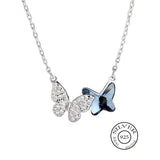 925 Silver Butterfly Crystal Kpop Necklace Zircon Jewelry