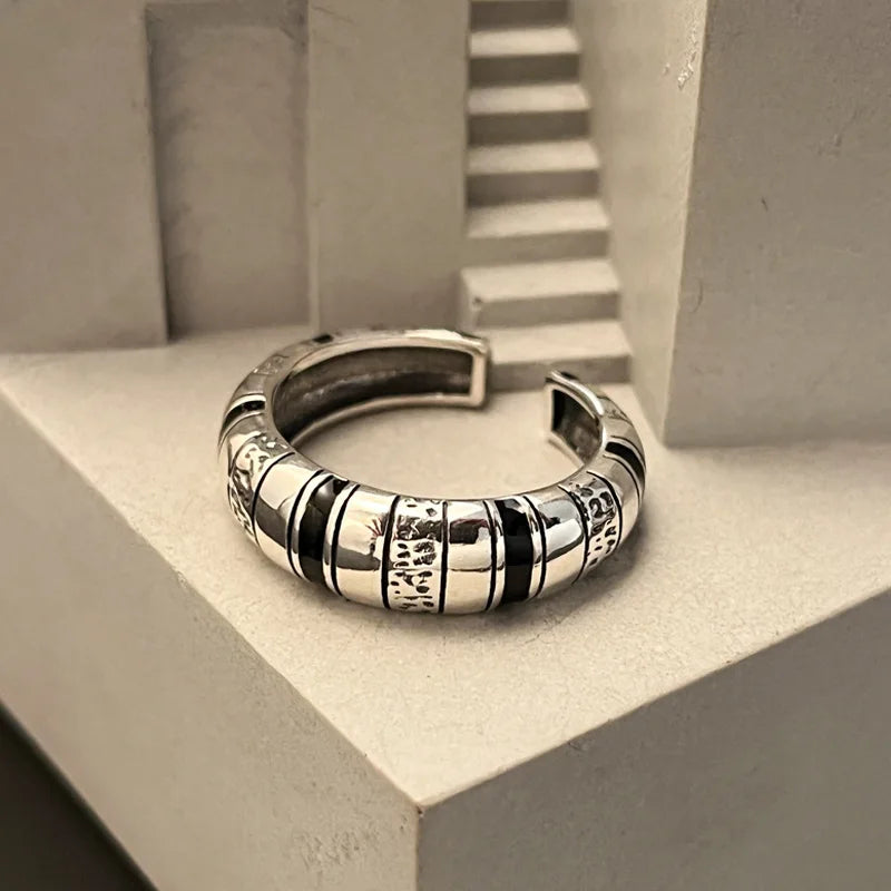 925 Silver Dropwise Glaze Ring Retro Punk Jewelry