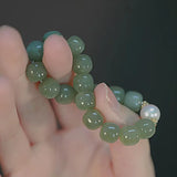 925 Silver Hotan Jade Bracelet for Women Girl Retro Jewelry Gift