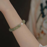 925 Silver Hotan Jade Bracelet for Women Girl Retro Jewelry Gift