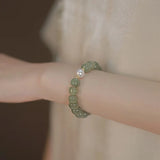925 Silver Hotan Jade Bracelet for Women Girl Retro Jewelry Gift