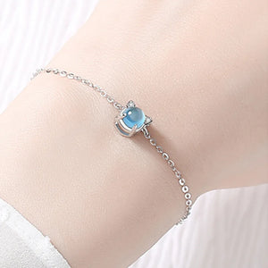 925 Sterling Silver Kitten Ears Crystal Diamond Bracelet