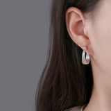 925 Silver Love Geometry Earring Women Girl Gift