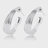 925 Silver Love Geometry Earring Women Girl Gift