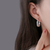 925 Silver Love Geometry Earring Women Girl Gift