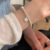 925 Silver Heart Beads Bracelet for Women Girl, Birthday Gift