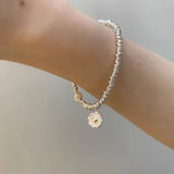 925 Silver Heart Beads Bracelet for Women Girl, Birthday Gift