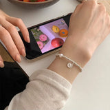 925 Silver Heart Beads Bracelet for Women Girl, Birthday Gift