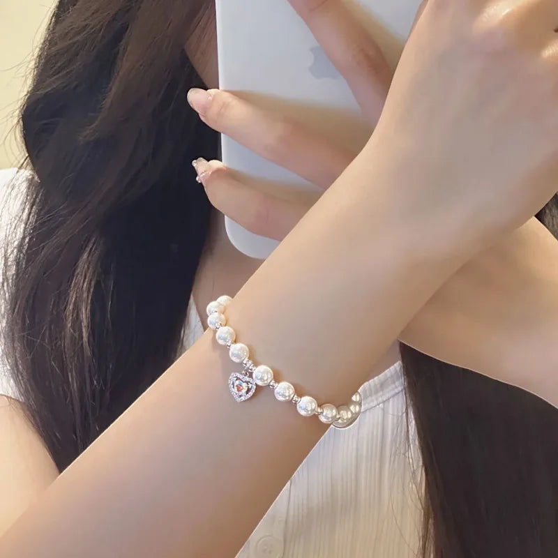 925 Silver Heart Bracelet Women Sweet Romantic Jewelry Birthday Gift